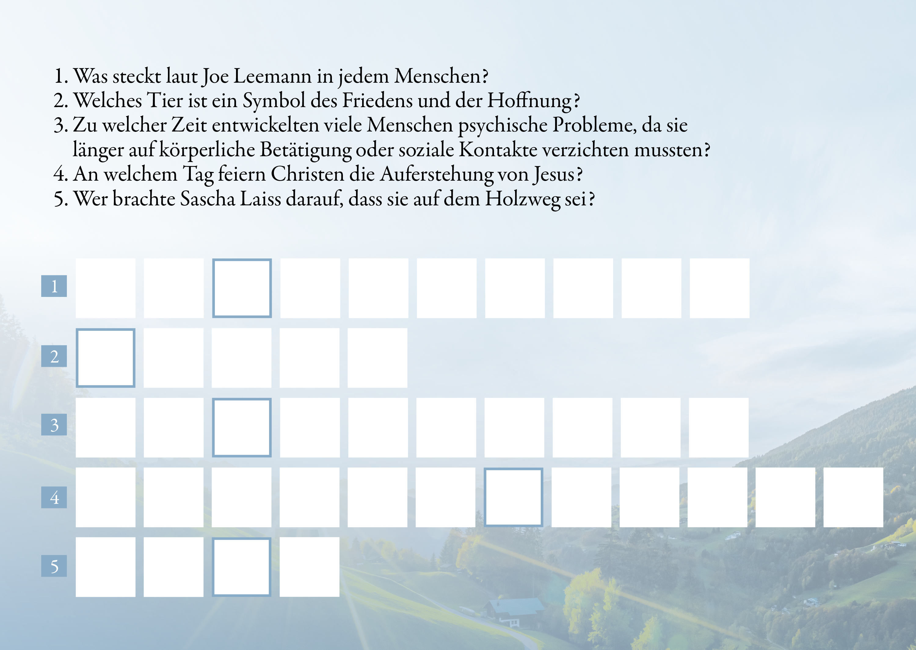 Hope Wettbewerb Kreuzworträtsel